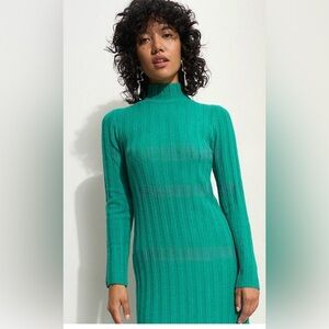 NWT Revolve Anthropologie Callahan Green Ribbed Mock Neck Stretchy Bodycon Maxi